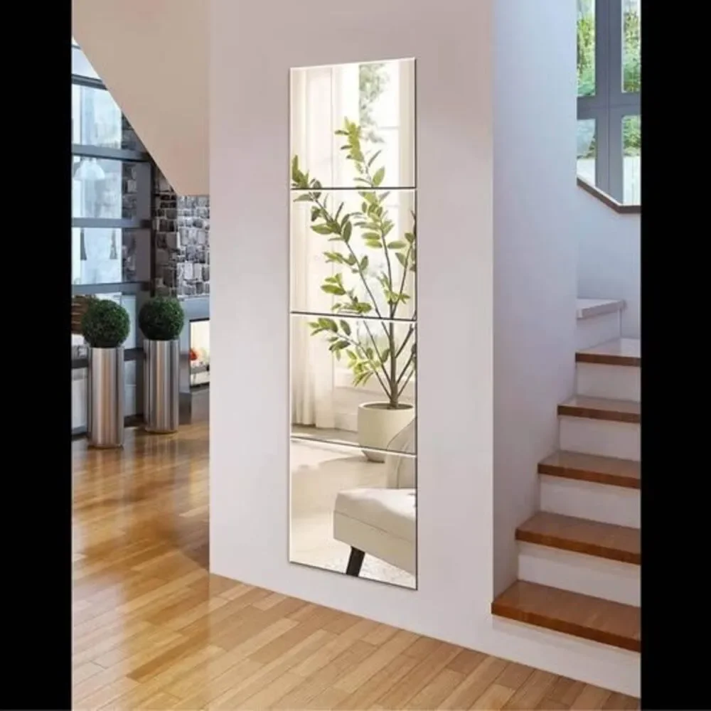 Set of 4 Frameless Square Wall Mirrors
